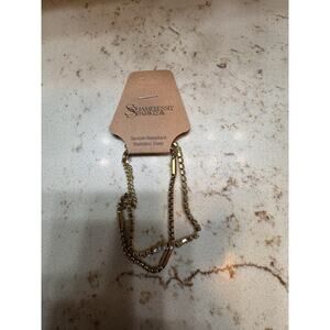 Shamelessly Sparkly Stainless Steel Gold Rhinestone Bracelet Adjustable To 9”
